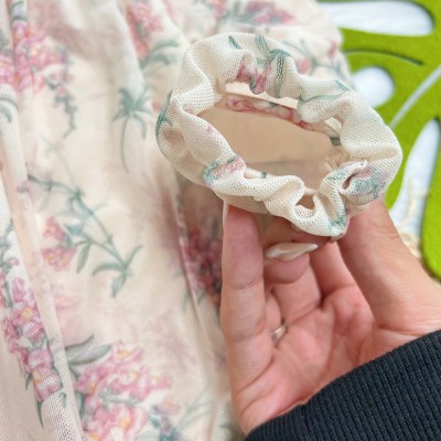 Vestido Manga Longa Floral Estilo Vintage- Off White e Rose